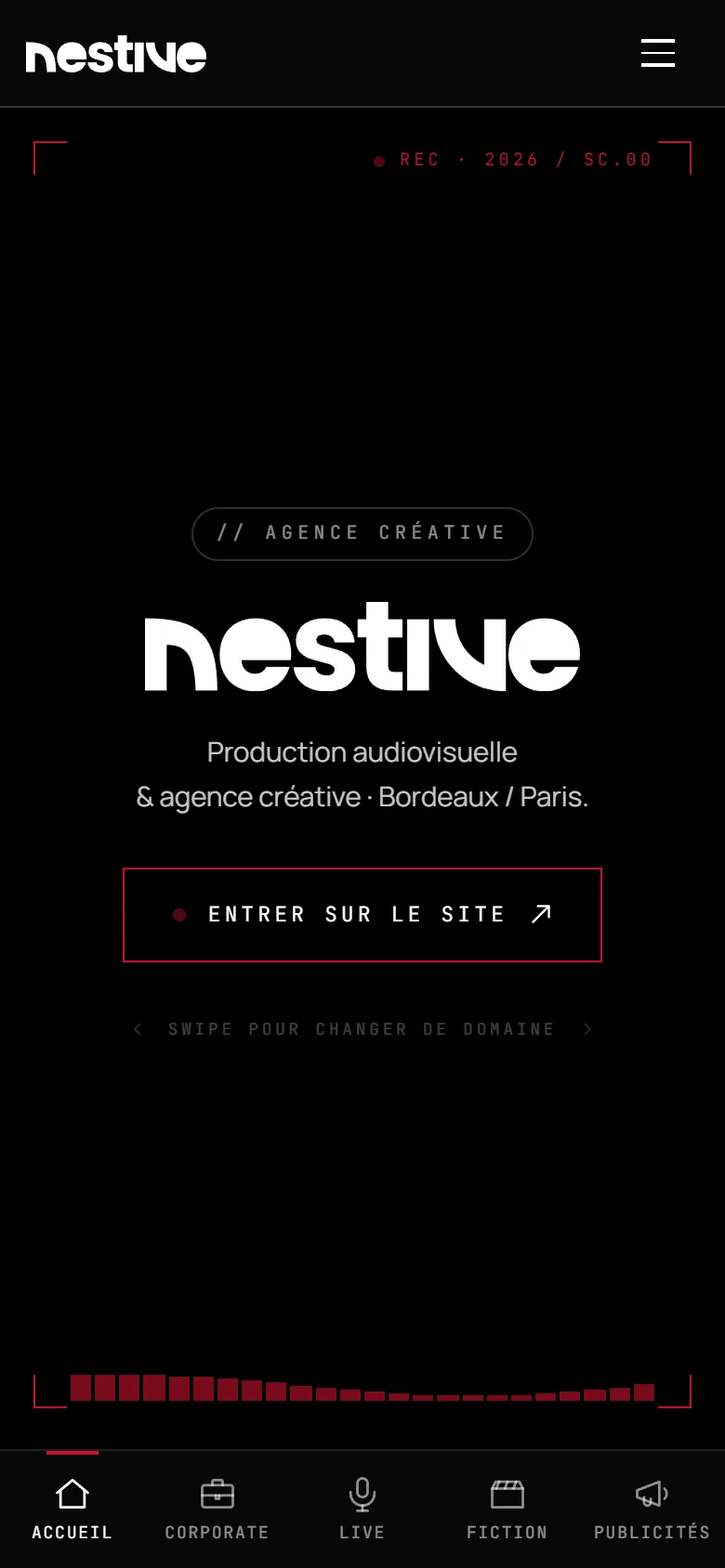 Page d'accueil de nestiveprod.com, version mobile